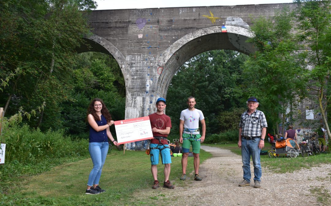 Neue Klettertouren am Viadukt in Laupheim werden mit 400€ aus dem BLAPF- Fonds bezuschusst