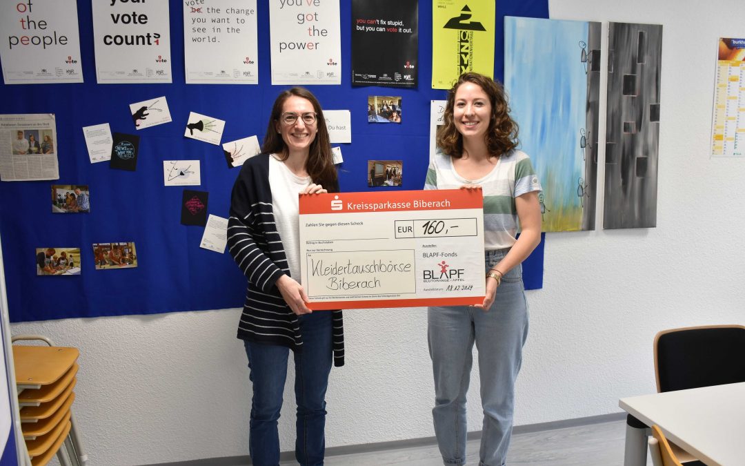 Kleidertauschbörse wurde mit 160€ aus dem BLAPF- Fonds unterstützt!