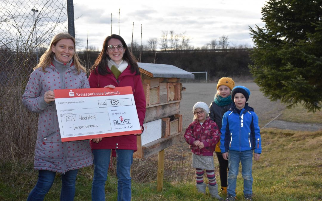 130€ aus dem BLAPF- Fonds für den TSV Hochdorf für ein Insektenhotel